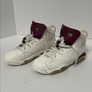 Nike Kids White and Maroon High-Top Sneakers